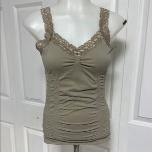 Lace Trimmed Tan Women's Tank Top